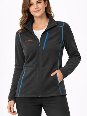 Mammut ($220) Black Fleece Jacket Womens Full Zip Hiking Outdoor